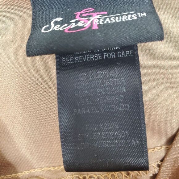 Secret Treasures Y2K Babydoll Tank Top Satin Slip Brown Eyelet Cutouts Womens L - Picture 6 of 9